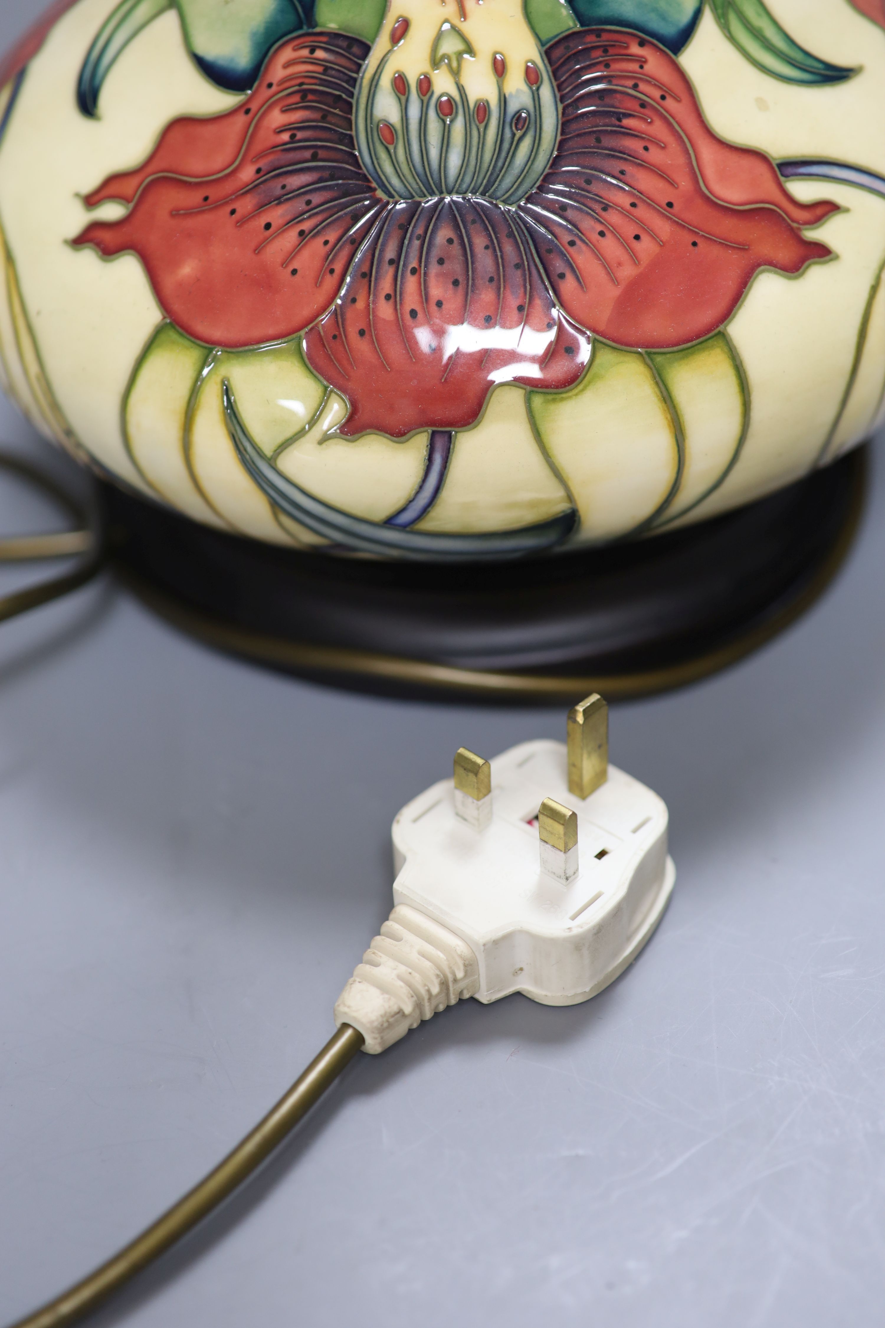 A Moorcroft table lamp, height 22cm excl. fittings